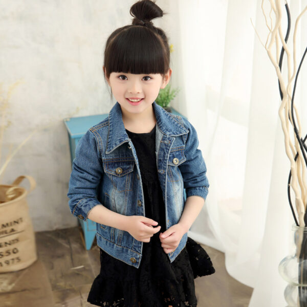children girls ripped denim jacket kids boys kinny coat tops - Image 8